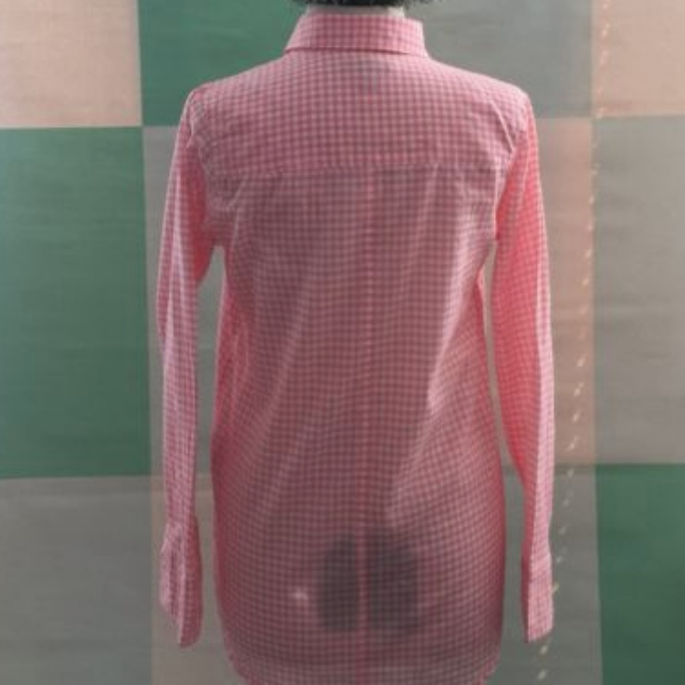J CREW pink peach gingham shirt size 4 small - Picture 6 of 6